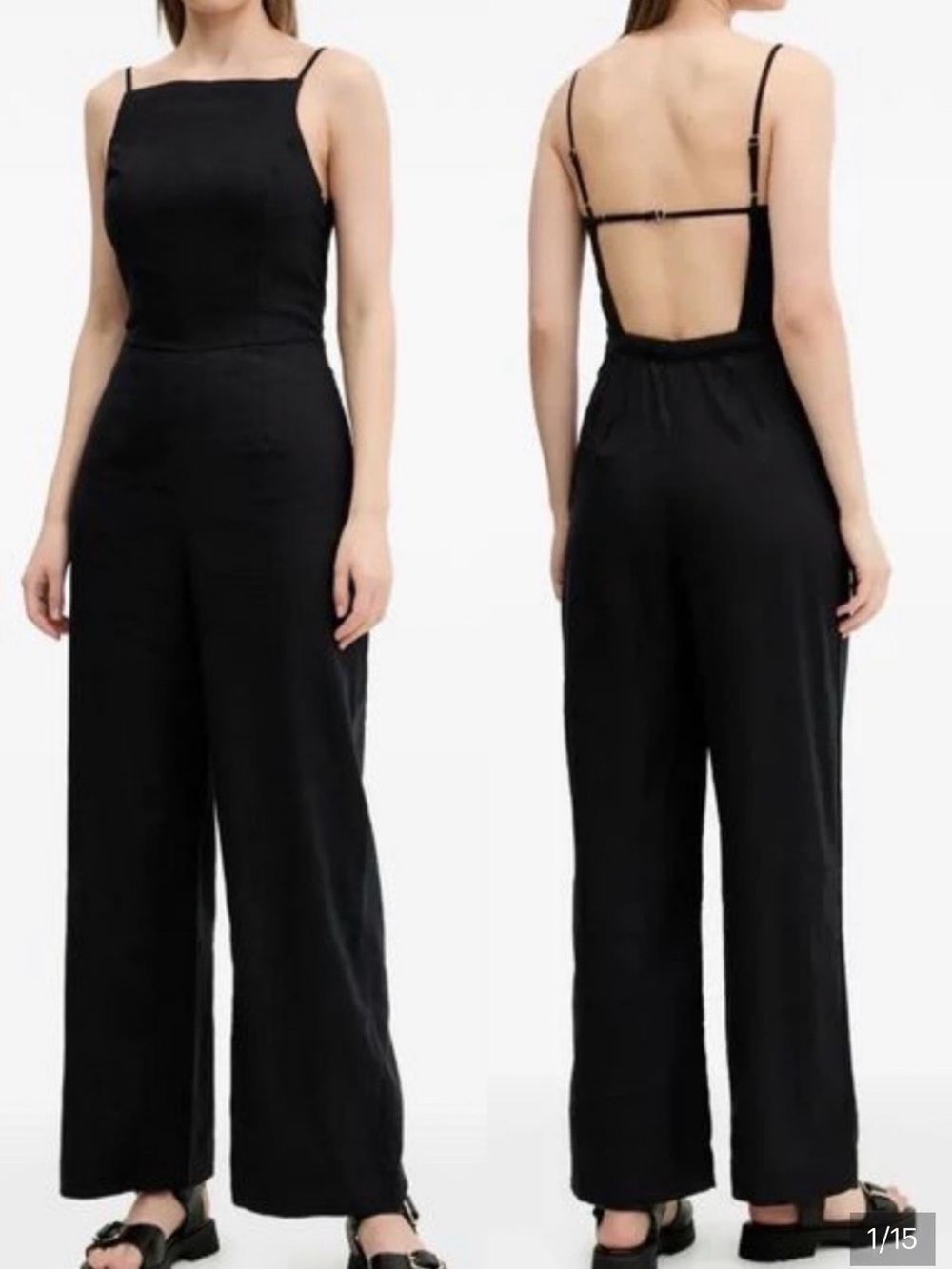 Abercrombie & Fitch Black Linen Blend Jumpsuit